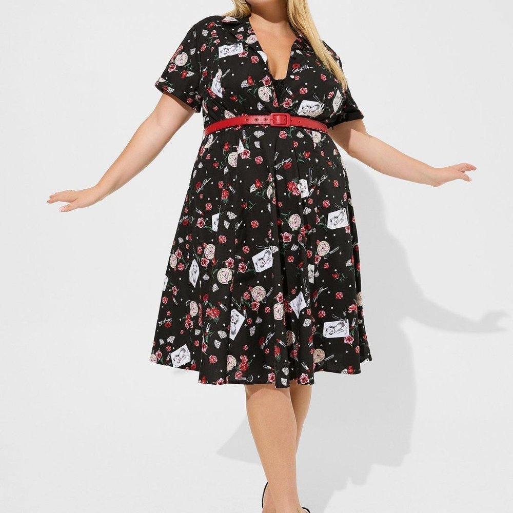 Torrid Marilyn Monroe Midi Retro Button Front Swing Dress